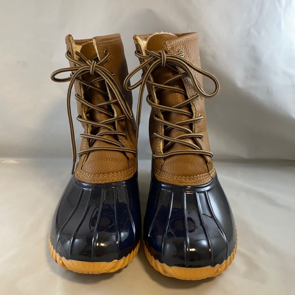Sporto Women's Black and Tan Waterproof Rain Boots